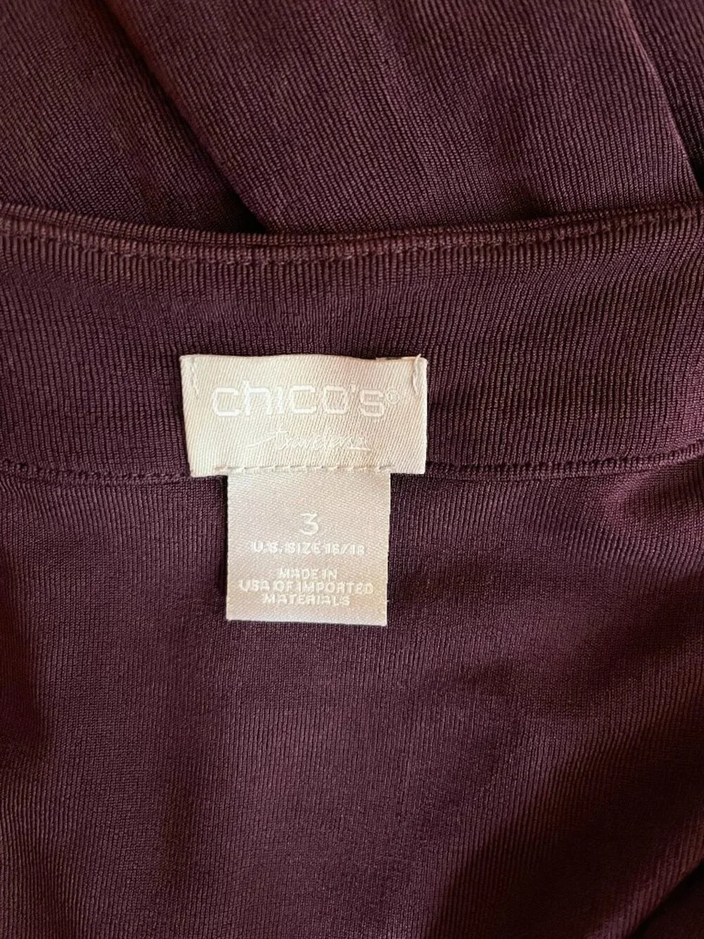 Chico's Travellers Size 3 (16/18) Plum Purple Open-Front Cardigan Stretch
